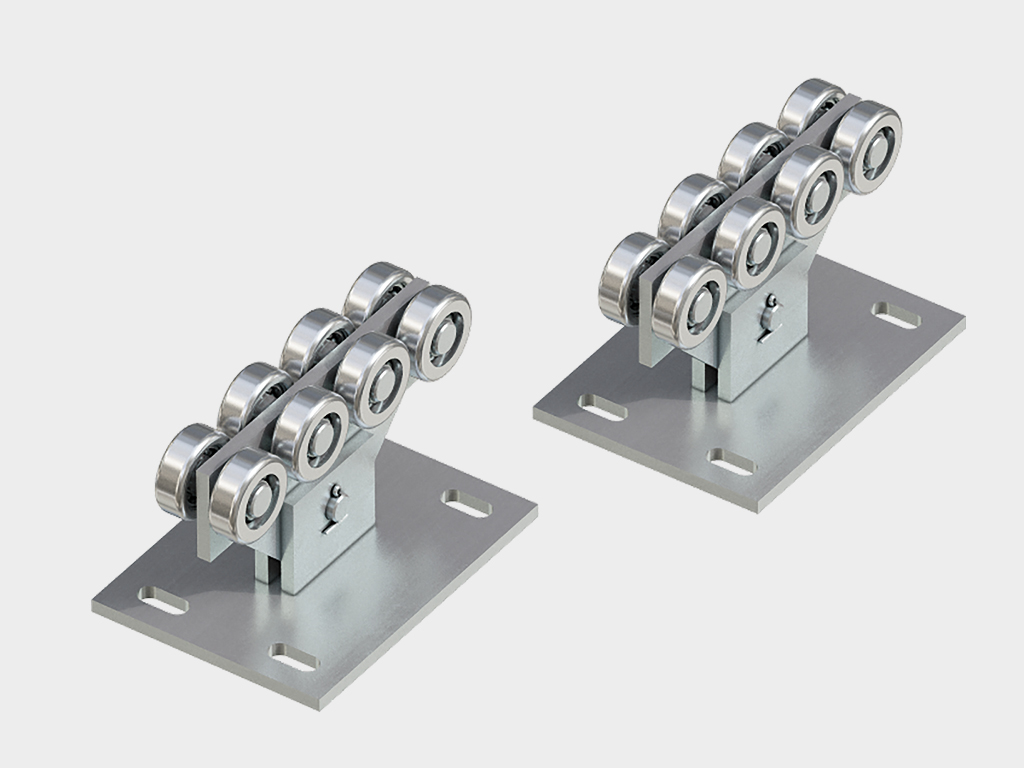 Коробка комплектации для балки:  <br>1) крышки для балки, <br>2) нижний ловитель, <br>3) роликовые опоры.